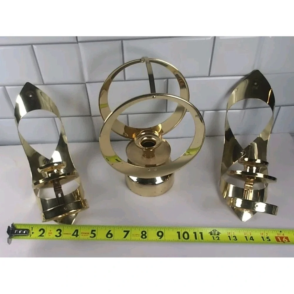 Vintage Mascot 3-piece Gold Tone Brass/Metal Wall Mount Sconces & Centerpiece